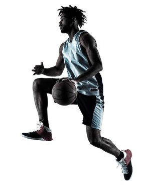 Basketbol oyuncu izole adam siluet gölge