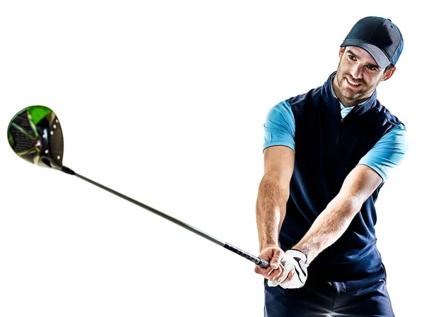 Ember golfozó Golf elszigetelt háttérrel — Stock Fotó