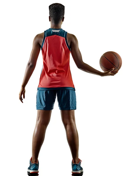 Pemain basket wanita remaja gadis bayangan terisolasi — Stok Foto