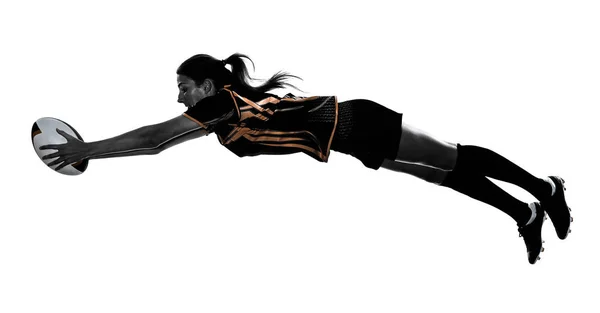 Rugby vrouw speler silhouet — Stockfoto