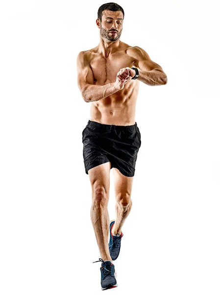 Mann Läufer Jogger Laufen Joggen vereinzelte Schatten — Stockfoto