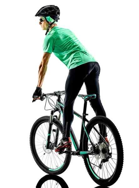 Inquilino ragazzo mountain bike bking ombre isolate — Foto Stock