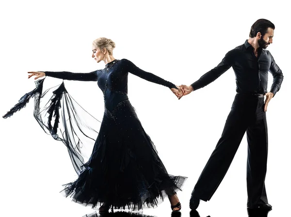 Man kvinna par ballroom tango salsa dansare dansar siluett — Stockfoto