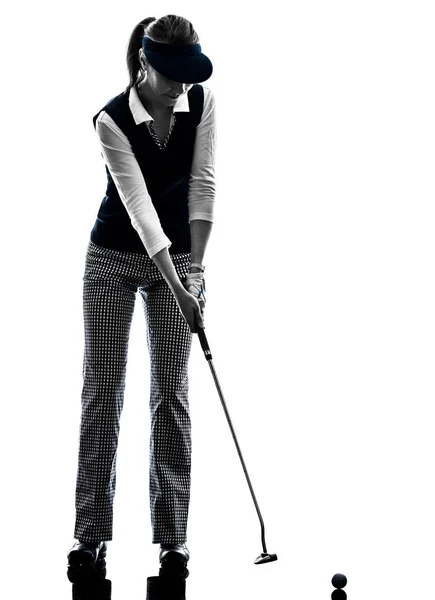 Donna golfista silhouette golf — Foto Stock