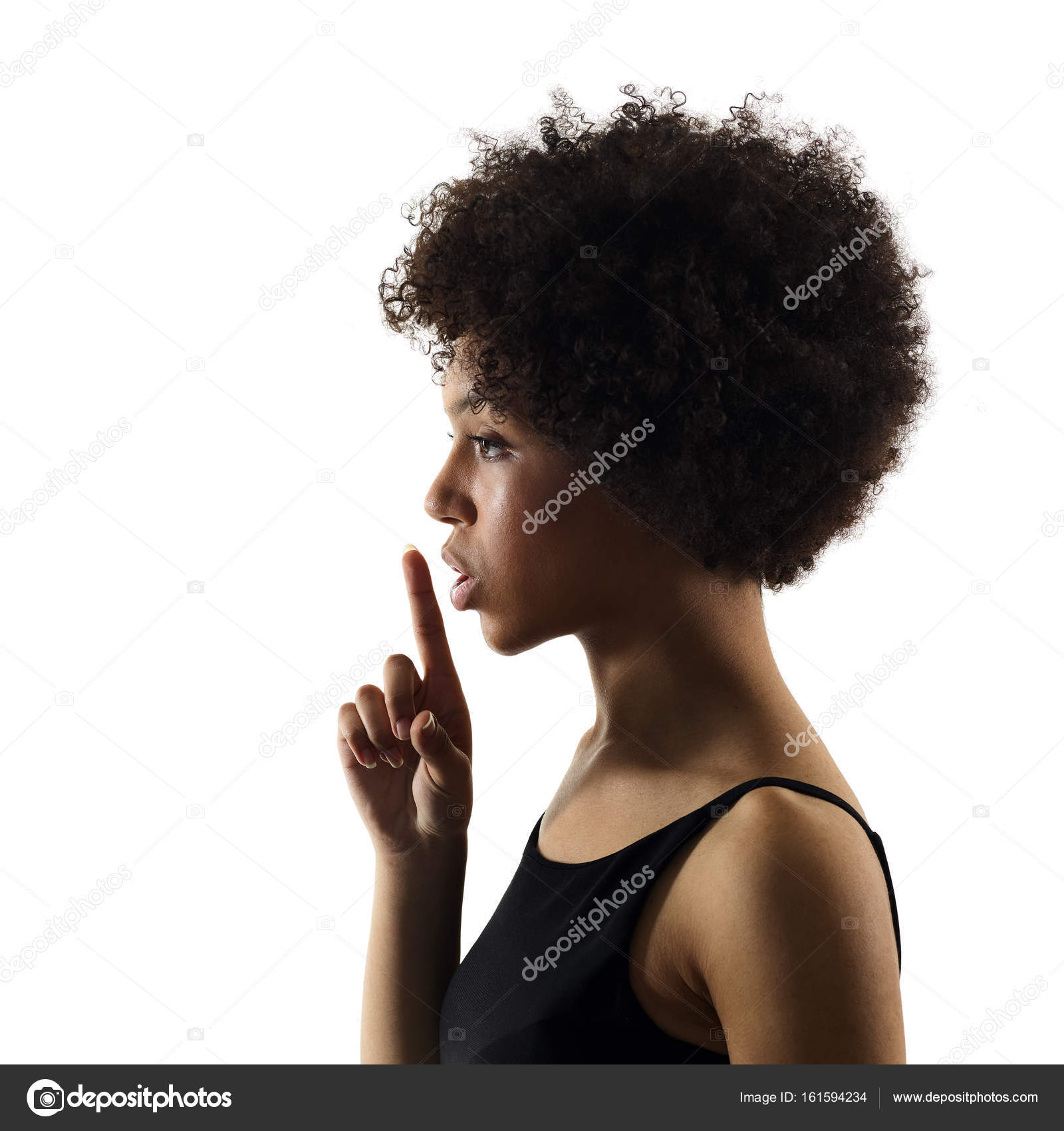 Young Teenager Girl Woman Hushing Portrait Shadow Silhouette Iso