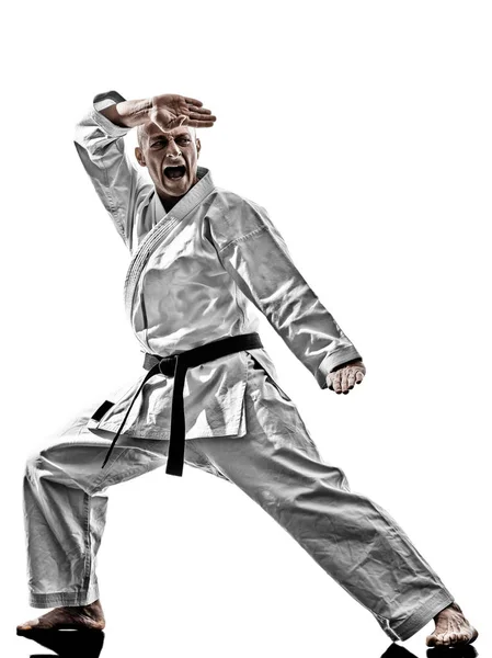 Karate man utbildning isolerade — Stockfoto