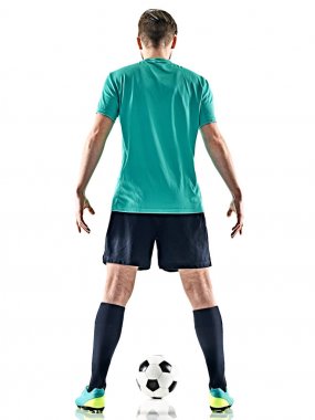 bir futbol oyuncu adam izole beyaz arka plan ayakta