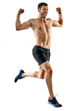 Koşan koşucu izole gölgelerde koşuyor.