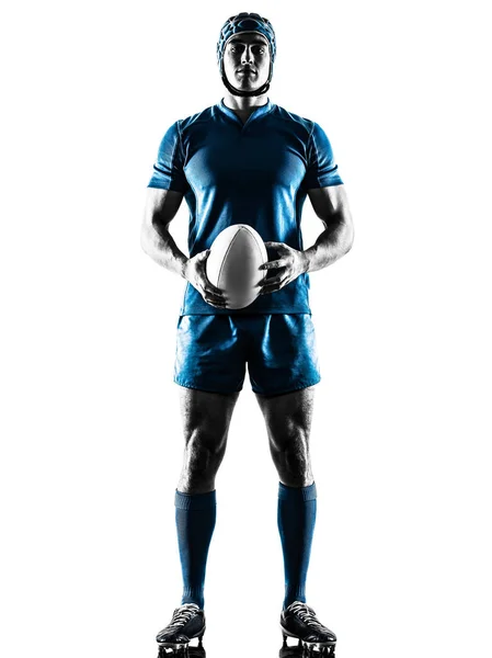 Silhueta jogador homem rugby isolado — Fotografia de Stock