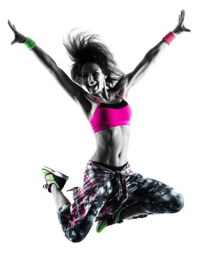kadın kardiyo fitness egzersizleri dansçı izole siluet