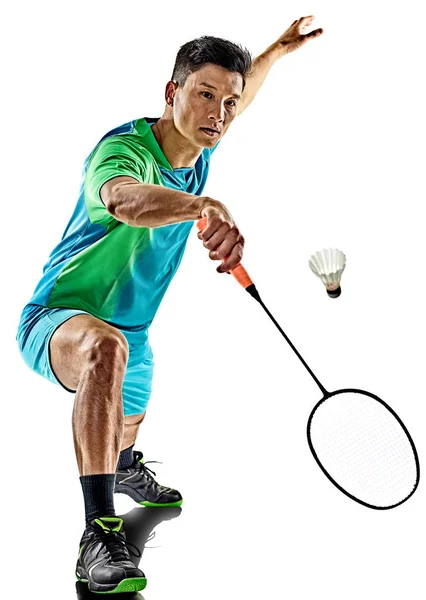 Asya badminton oyuncu adam izole — Stok fotoğraf