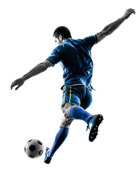 Futbol oyuncu adam izole siluet tekme