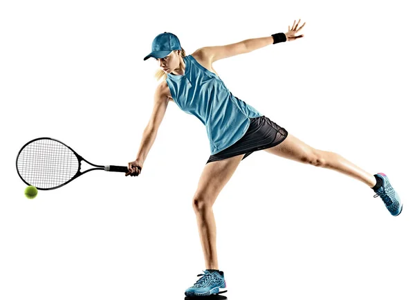 Donna tennis silhouette isolata — Foto Stock