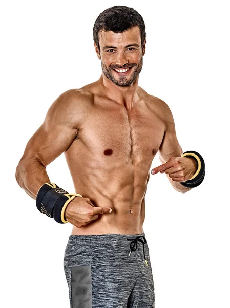 Mannen cardio boxing fitnessövningar isolerade — Stockfoto