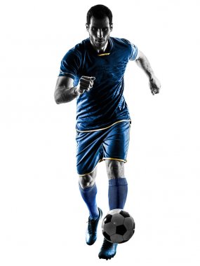 Futbol oyuncu adam siluet izole