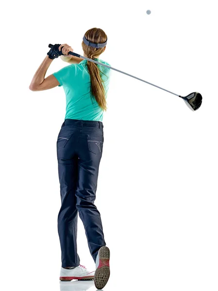 Golfista mulher golfista isolado — Fotografia de Stock