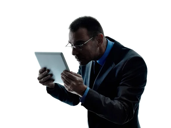 Homem de negócios tablet digital isolado — Fotografia de Stock