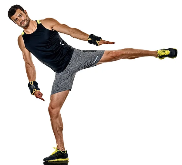 Fitness man cardio boxing exercises isolated — Stock Photo, Image