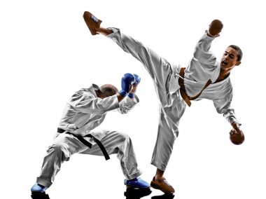 karate erkekler genç öğrenci savaşçıları korumaları mücadele