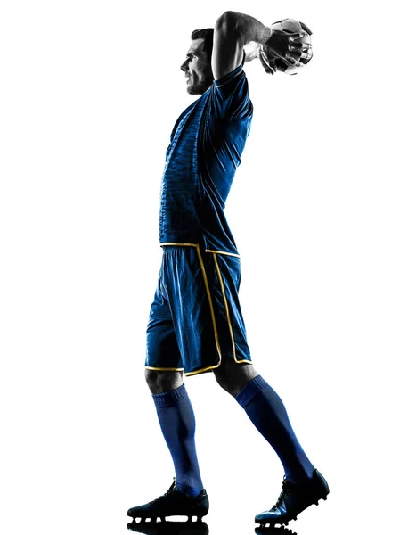 Soccer player man silhouette isolated — Stock Photo, Image