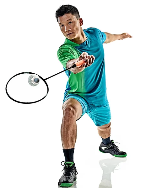 Ásia badminton jogador homem isolado — Fotografia de Stock