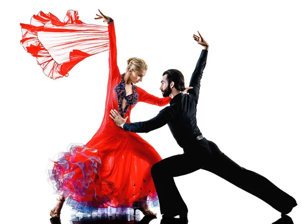 Pria pasangan ballroom tango salsa penari siluet menari — Stok Foto