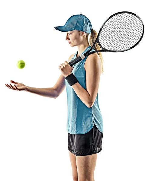 テニス女性隔離されたシルエット — ストック写真