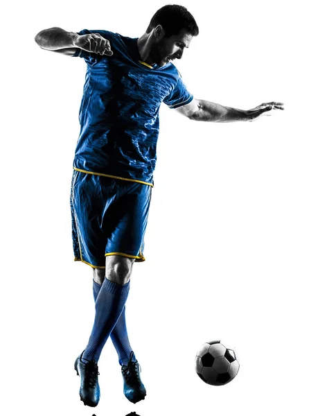 Fußballer Mann Silhouette isoliert — Stockfoto