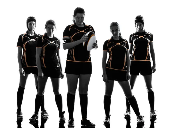 Vrouwen rugbyspelers team silhouet — Stockfoto