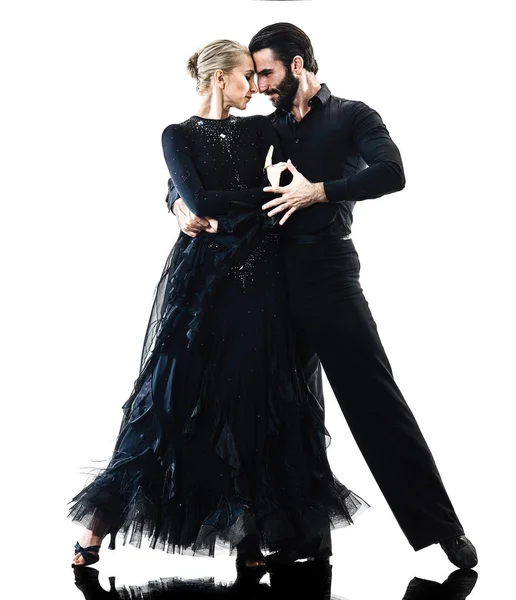 Hombre mujer pareja salón tango salsa bailarina baile silueta —  Fotos de Stock