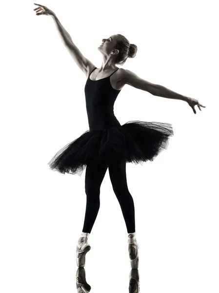 Ballerina dansare dansa kvinna isolerade siluett — Stockfoto