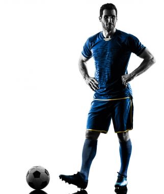 Futbol oyuncu adam siluet izole