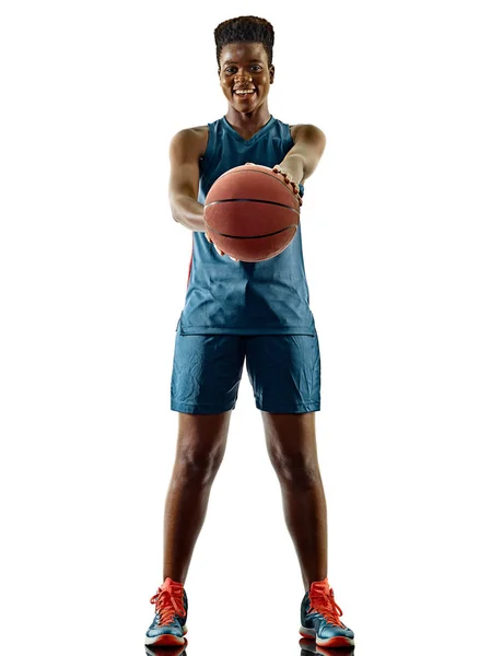 Basketball joueurs femme adolescent fille isolé ombres — Photo