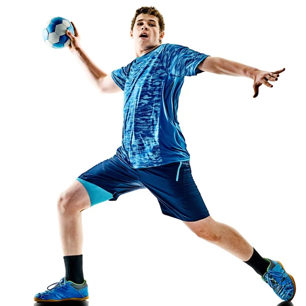 Handbolls spelare tonåring pojke isolerade — Stockfoto