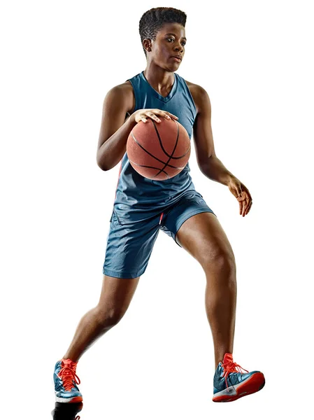 Basketball joueurs femme adolescent fille isolé ombres — Photo