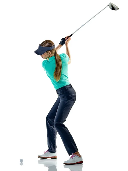 Woman golfer golfing isolated Stock Picture