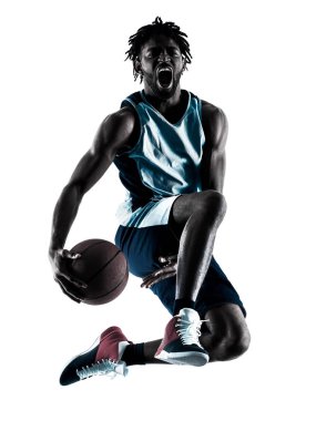 Basketbol oyuncu izole adam siluet gölge