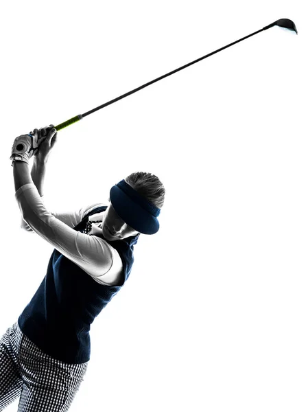 Žena golfista golf silueta — Stock fotografie