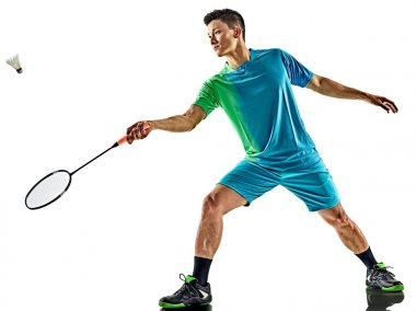 Asya badminton oyuncu adam izole