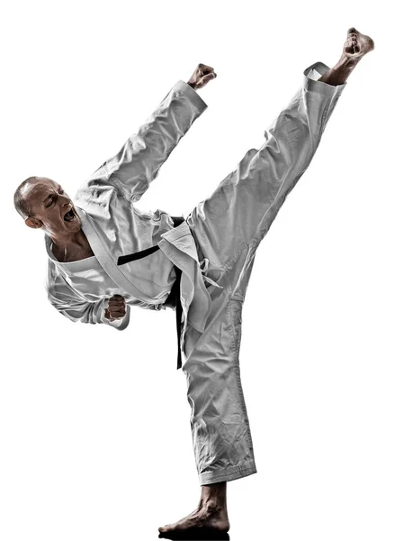 Karate-Manntraining isoliert — Stockfoto