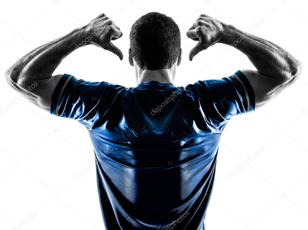 Man standing back silhouette | Soccer player man standing back