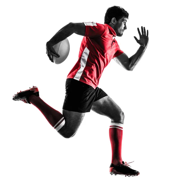 Rugby man speler silhouet geïsoleerd — Stockfoto