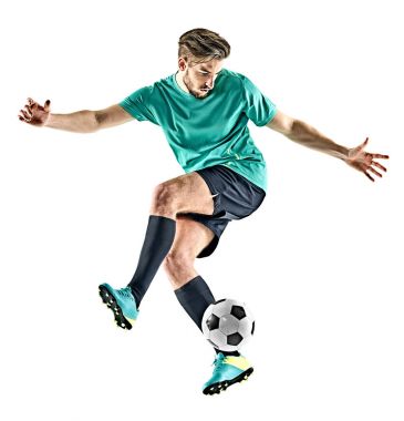 soccer player man jungling isolated white background clipart