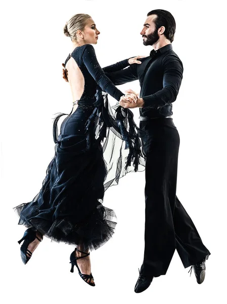 Uomo donna coppia sala da ballo tango salsa ballerina danza silhouette — Foto Stock