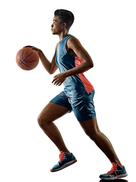 Basketball joueurs femme adolescent fille isolé ombres — Photo