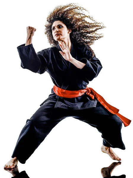 Nő Kung Fu Pencak Silat elszigetelt — Stock Fotó