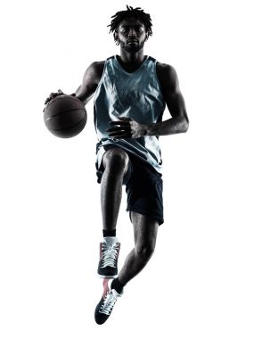 Basketbol oyuncu izole adam siluet gölge