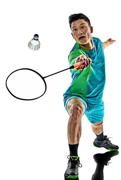 Ásia badminton jogador homem isolado — Fotografia de Stock