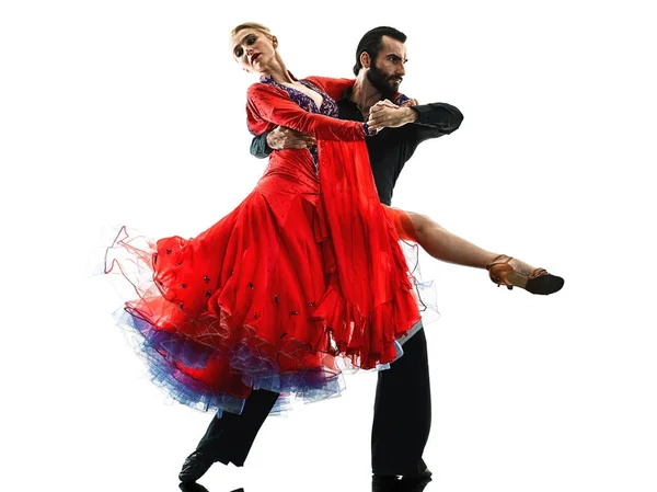 Homem mulher casal salão tango salsa dançarina dança silhueta — Fotografia de Stock