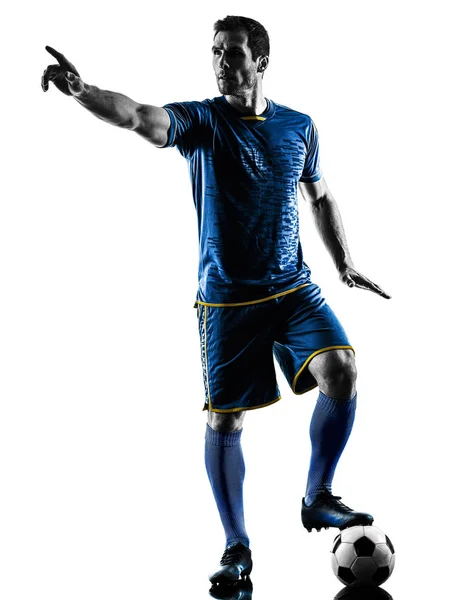 Voetbal speler man silhouet geïsoleerd — Stockfoto